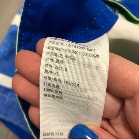 Hollister Neon Yellow and Blue‎ XL Stripes Bathing Suit - Picture 4 of 6